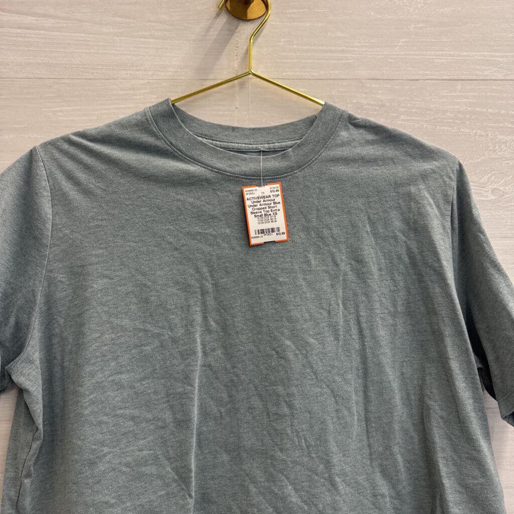 Under Armour Blue Cropped Short Sleeve Top Extra Small