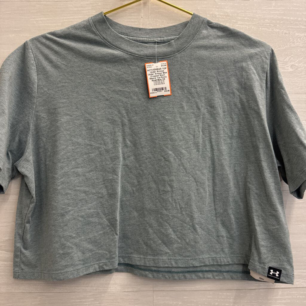 Under Armour Blue Cropped Short Sleeve Top Extra Small