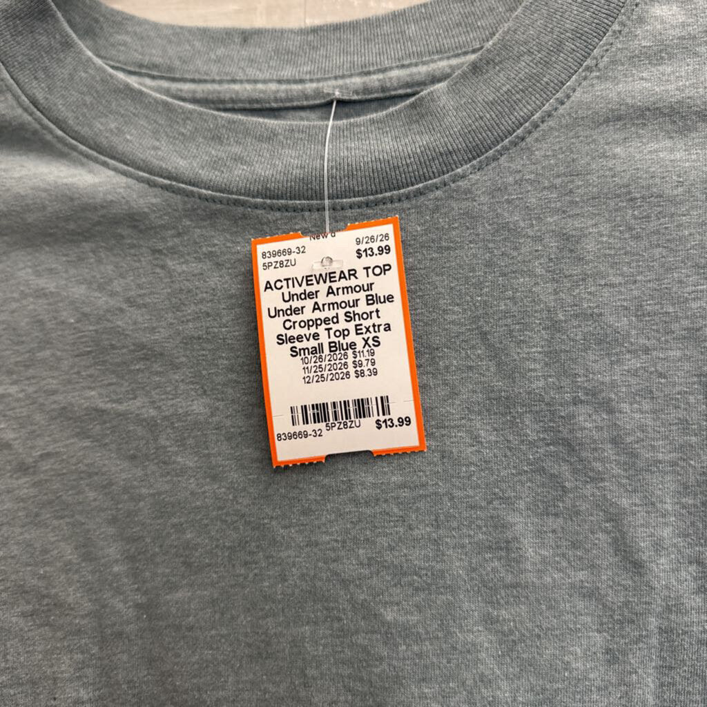 Under Armour Blue Cropped Short Sleeve Top Extra Small