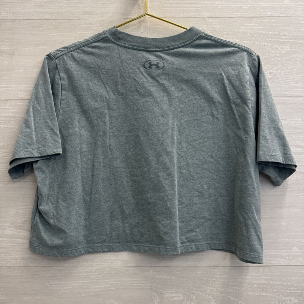 Under Armour Blue Cropped Short Sleeve Top Extra Small