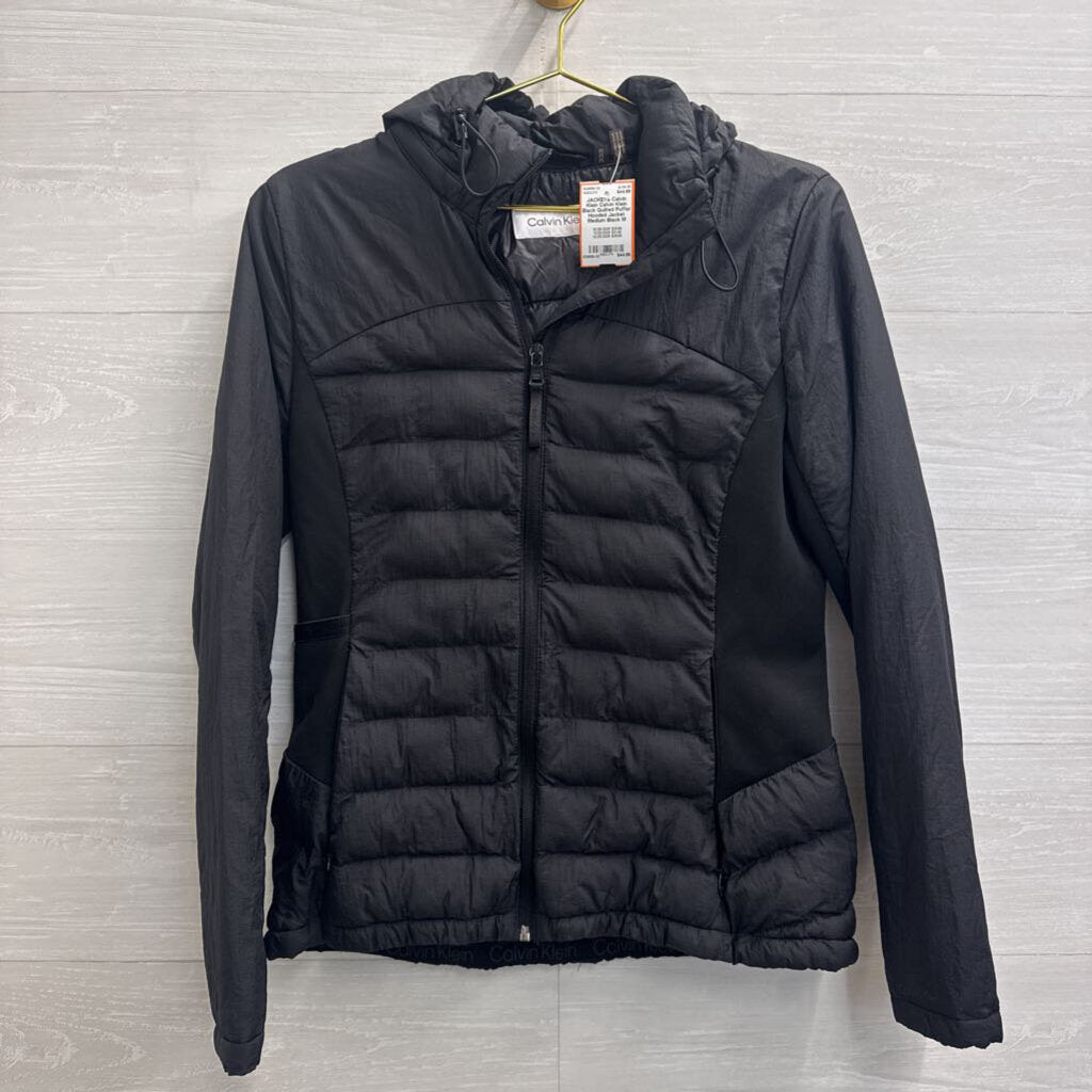 Calvin Klein Black Quilted Puffer Hooded Jacket Medium