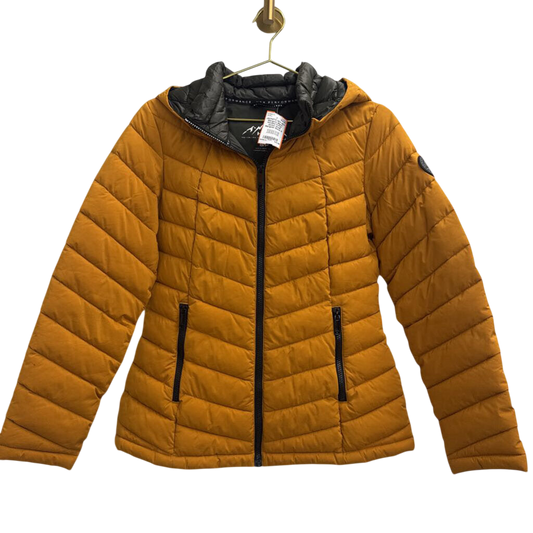 HFX Marigold/ Black Hooded Puffer Jacket Small