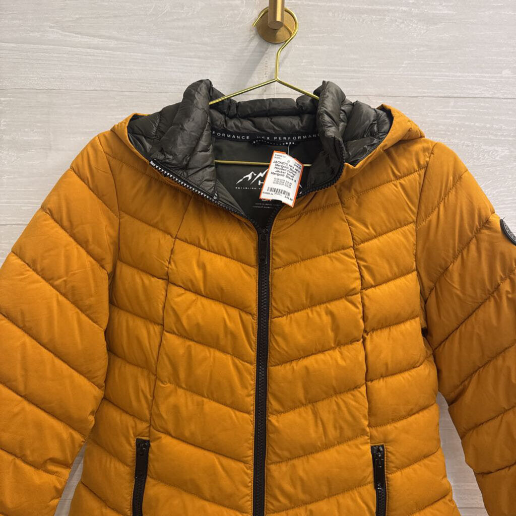 HFX Marigold/ Black Hooded Puffer Jacket Small
