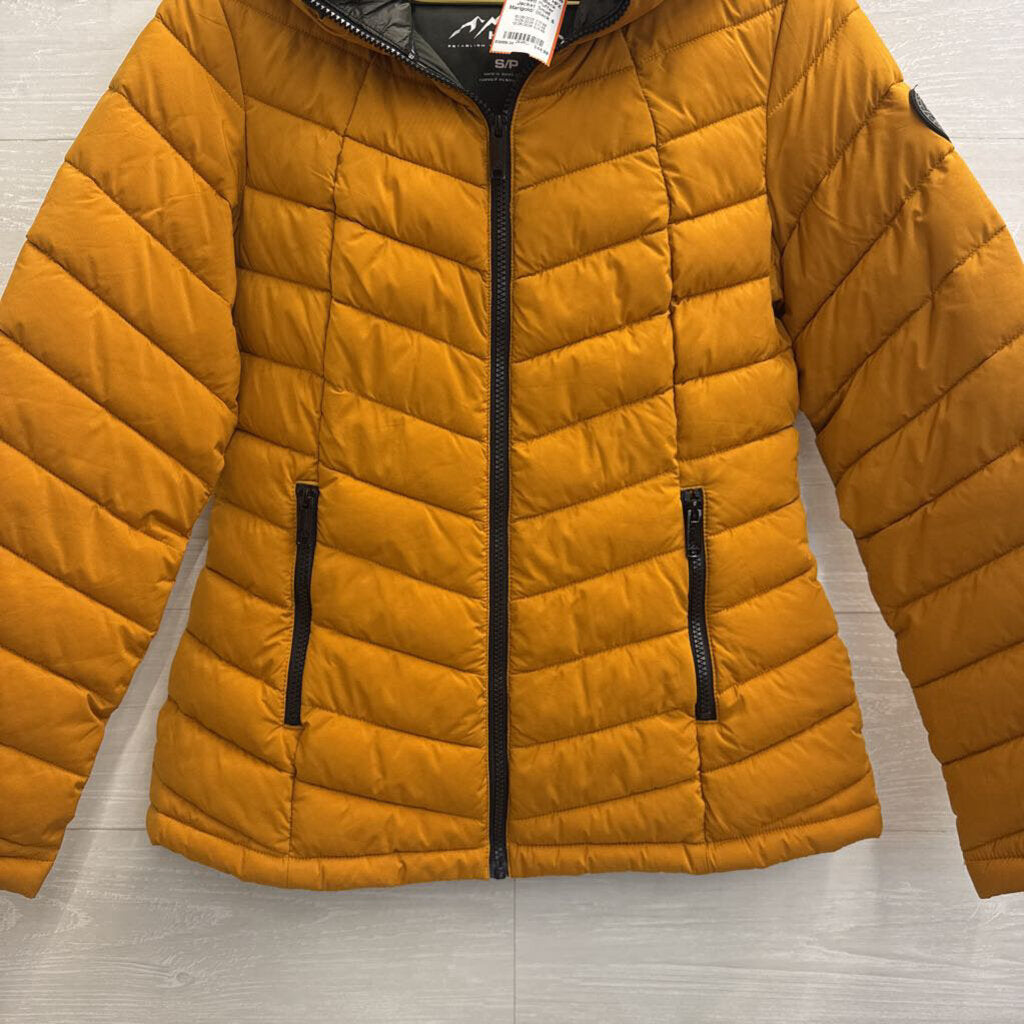HFX Marigold/ Black Hooded Puffer Jacket Small