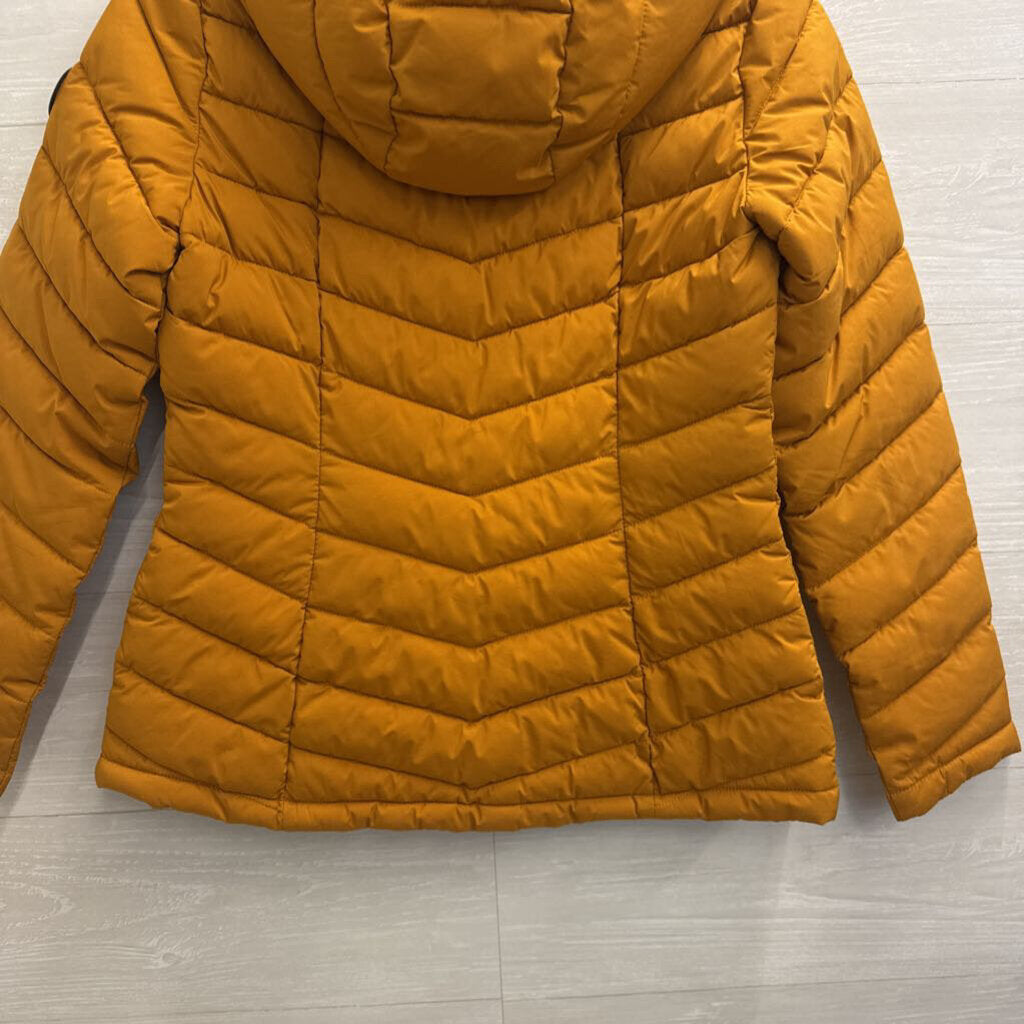 HFX Marigold/ Black Hooded Puffer Jacket Small
