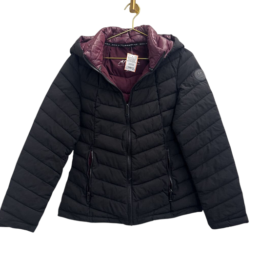 HFX Black/ Burgundy Hooded Puffer Jacket Medium