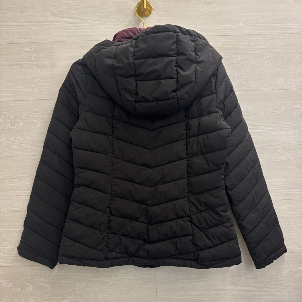 HFX Black/ Burgundy Hooded Puffer Jacket Medium