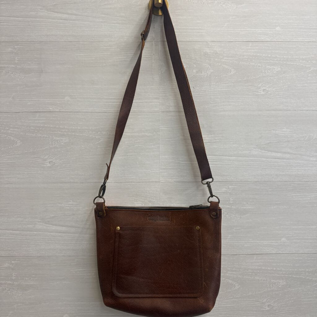Raleigh Leather Brown Leather/ Cowhide Crossbody Purse