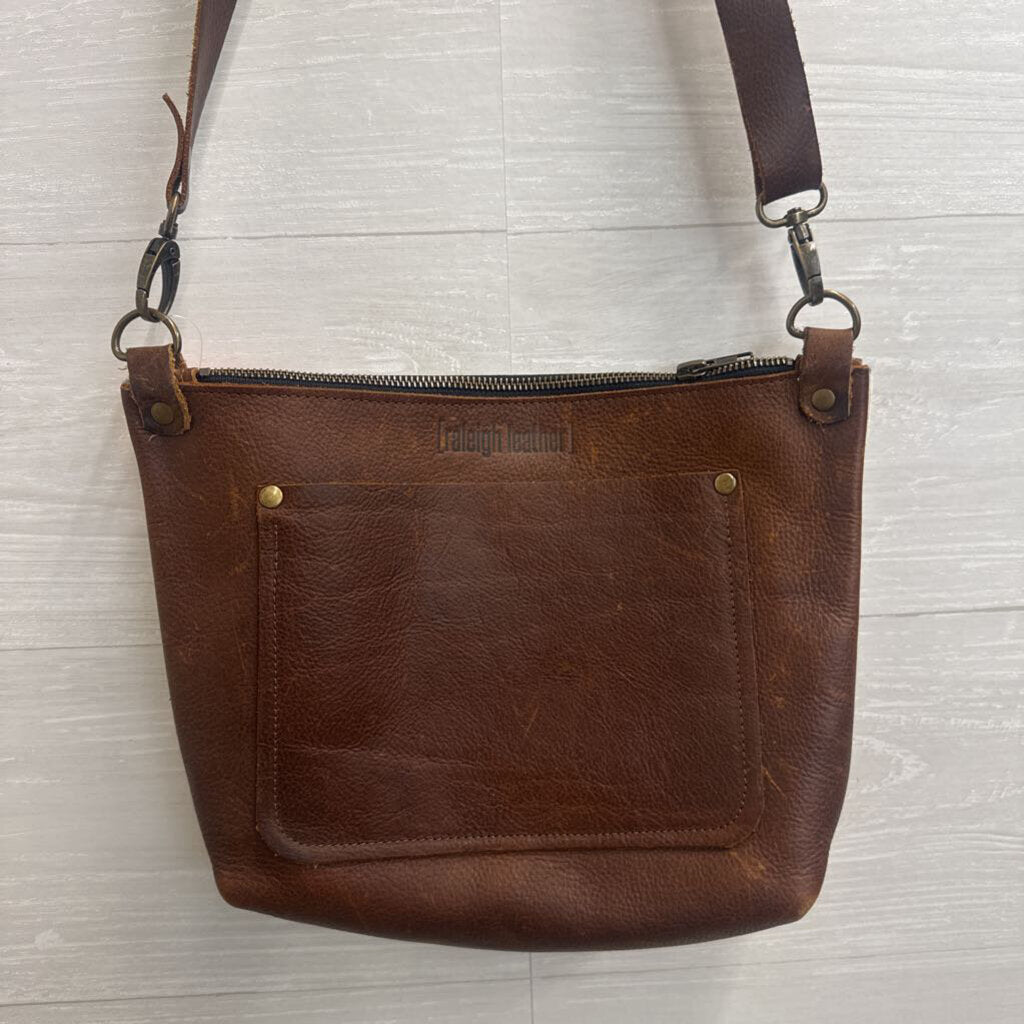 Raleigh Leather Brown Leather/ Cowhide Crossbody Purse
