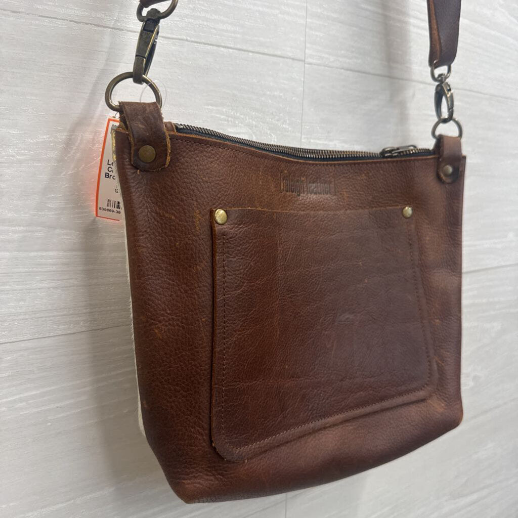 Raleigh Leather Brown Leather/ Cowhide Crossbody Purse