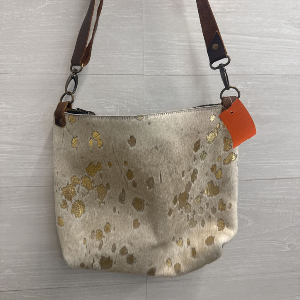 Raleigh Leather Brown Leather/ Cowhide Crossbody Purse