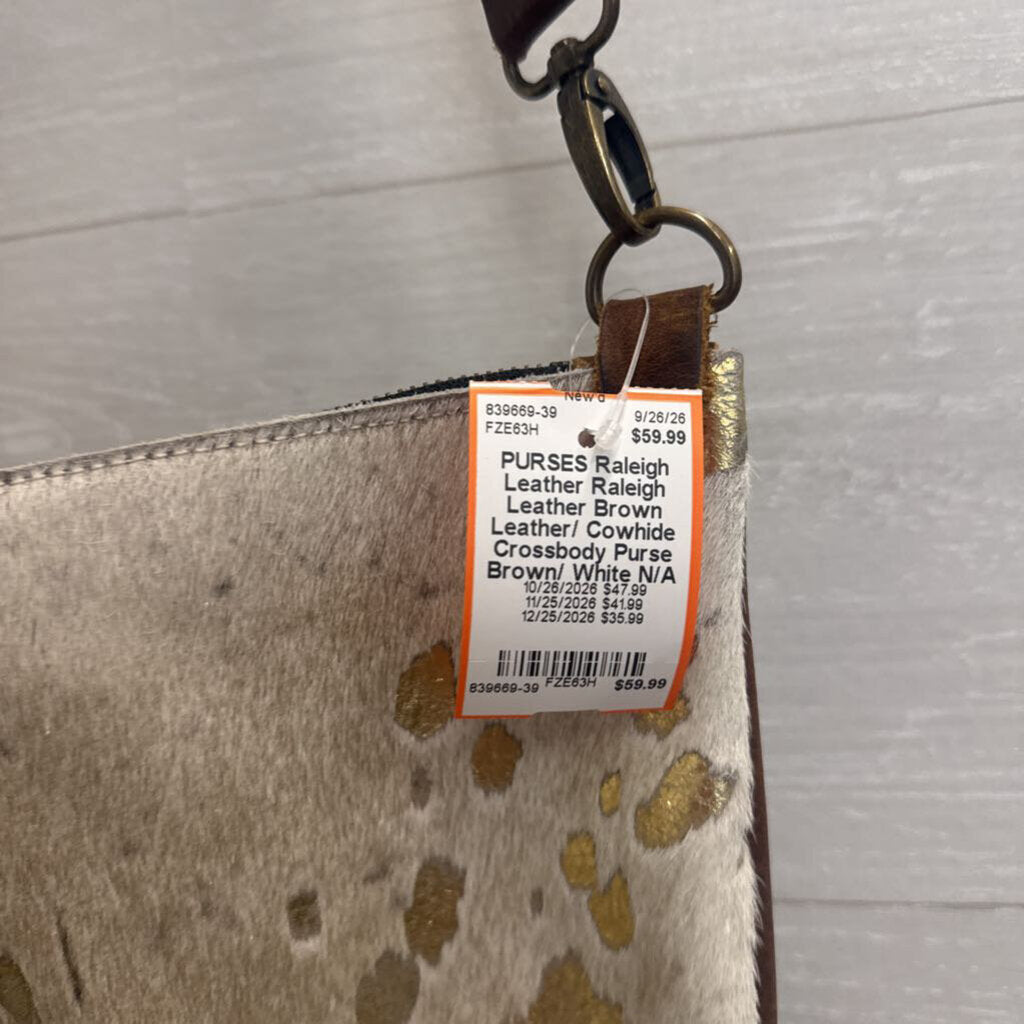 Raleigh Leather Brown Leather/ Cowhide Crossbody Purse