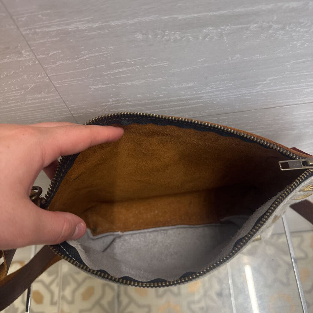 Raleigh Leather Brown Leather/ Cowhide Crossbody Purse