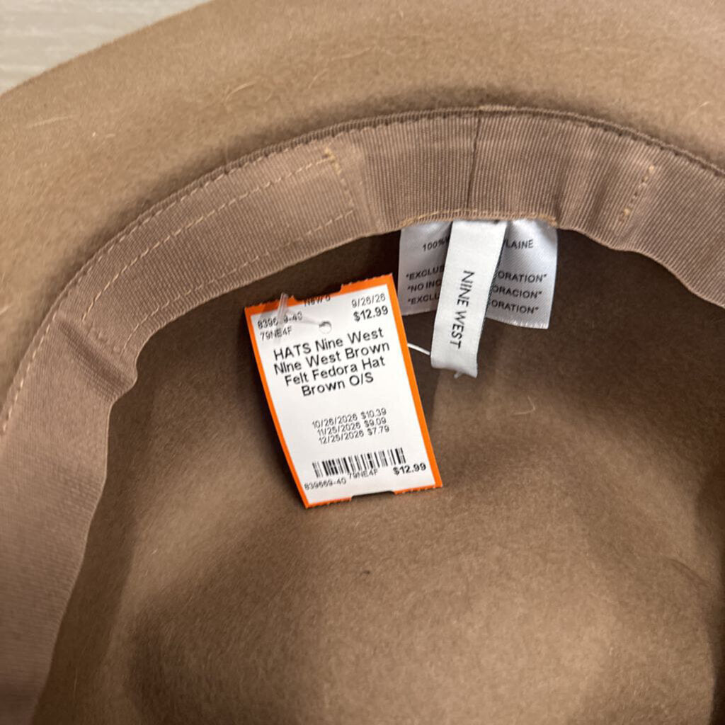 NIne West Brown Felt Fedora Hat