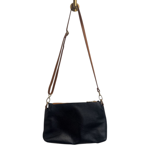 Valentina Black/ Brown Pebbled Leather Crossbody Purse