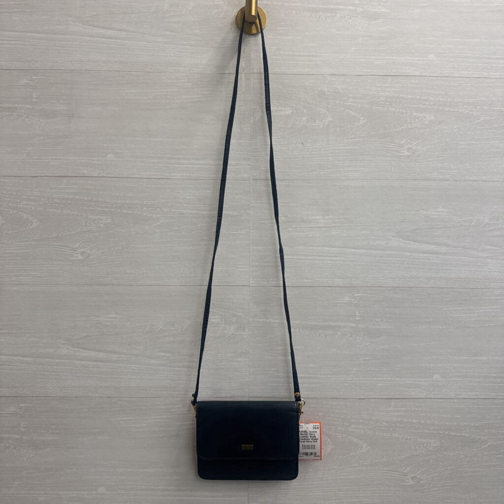 Buxton Navy Leather Small Crossbody Wallet Purse