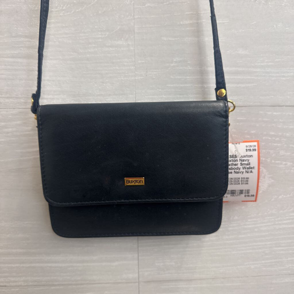 Buxton Navy Leather Small Crossbody Wallet Purse