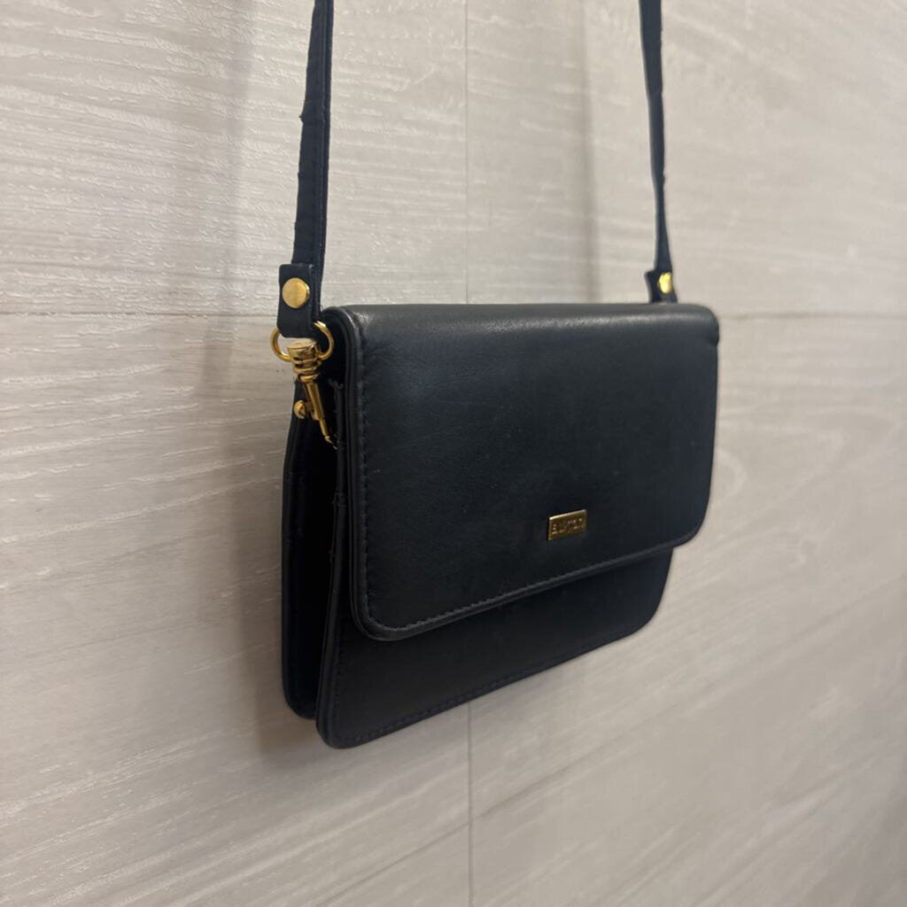 Buxton Navy Leather Small Crossbody Wallet Purse