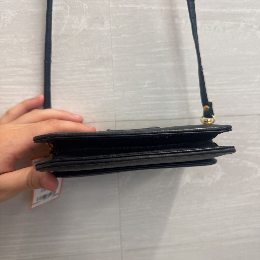 Buxton Navy Leather Small Crossbody Wallet Purse