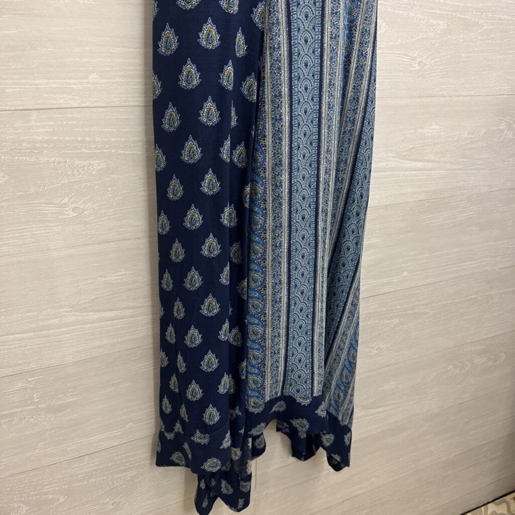 Maeve Navy/ Blue Print V Neck Midi Dress 10