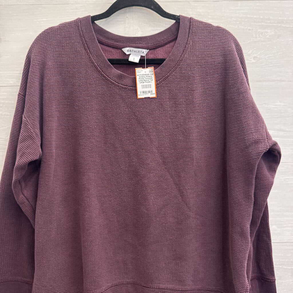 Athleta Purple Textured Long Sleeve Top Large