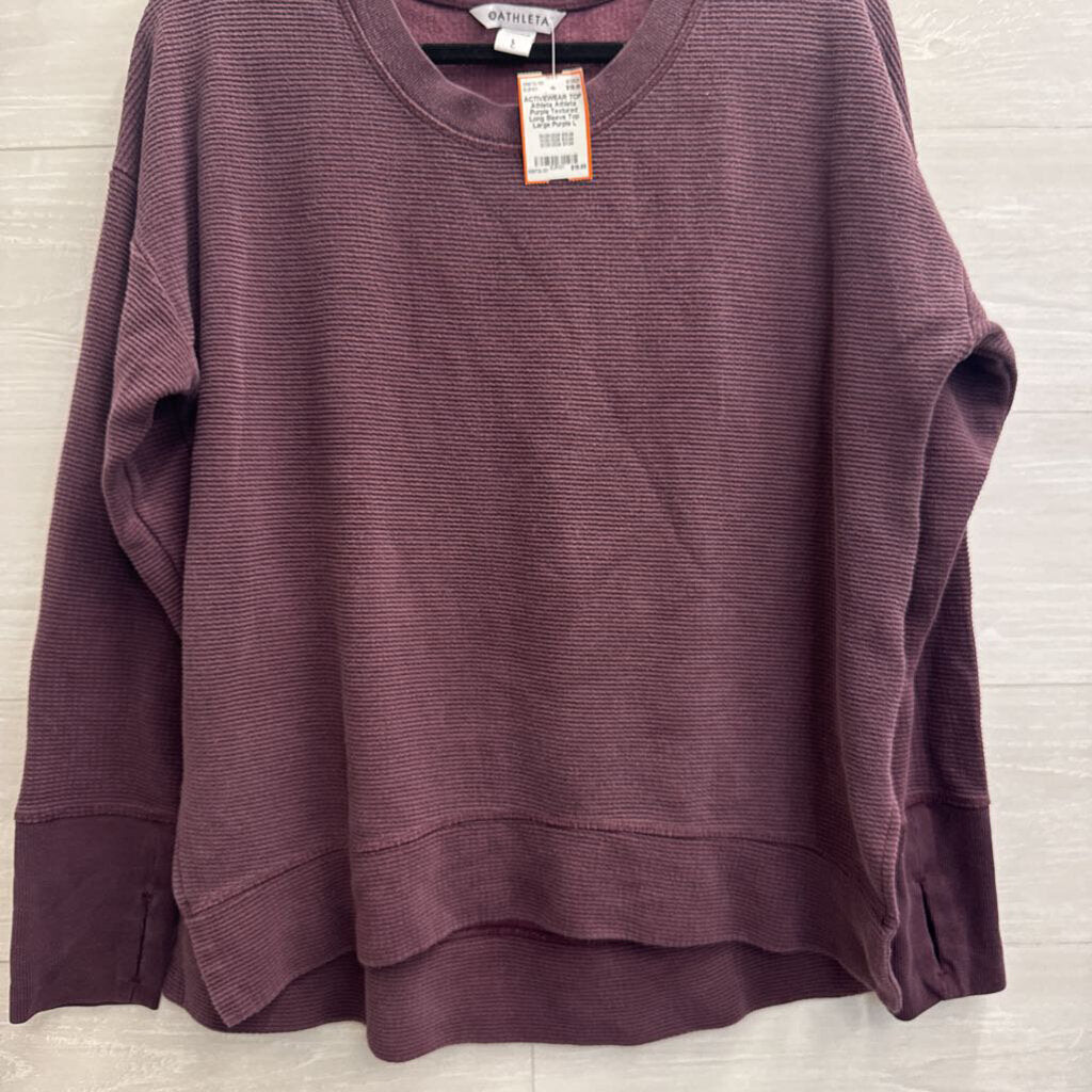 Athleta Purple Textured Long Sleeve Top Large