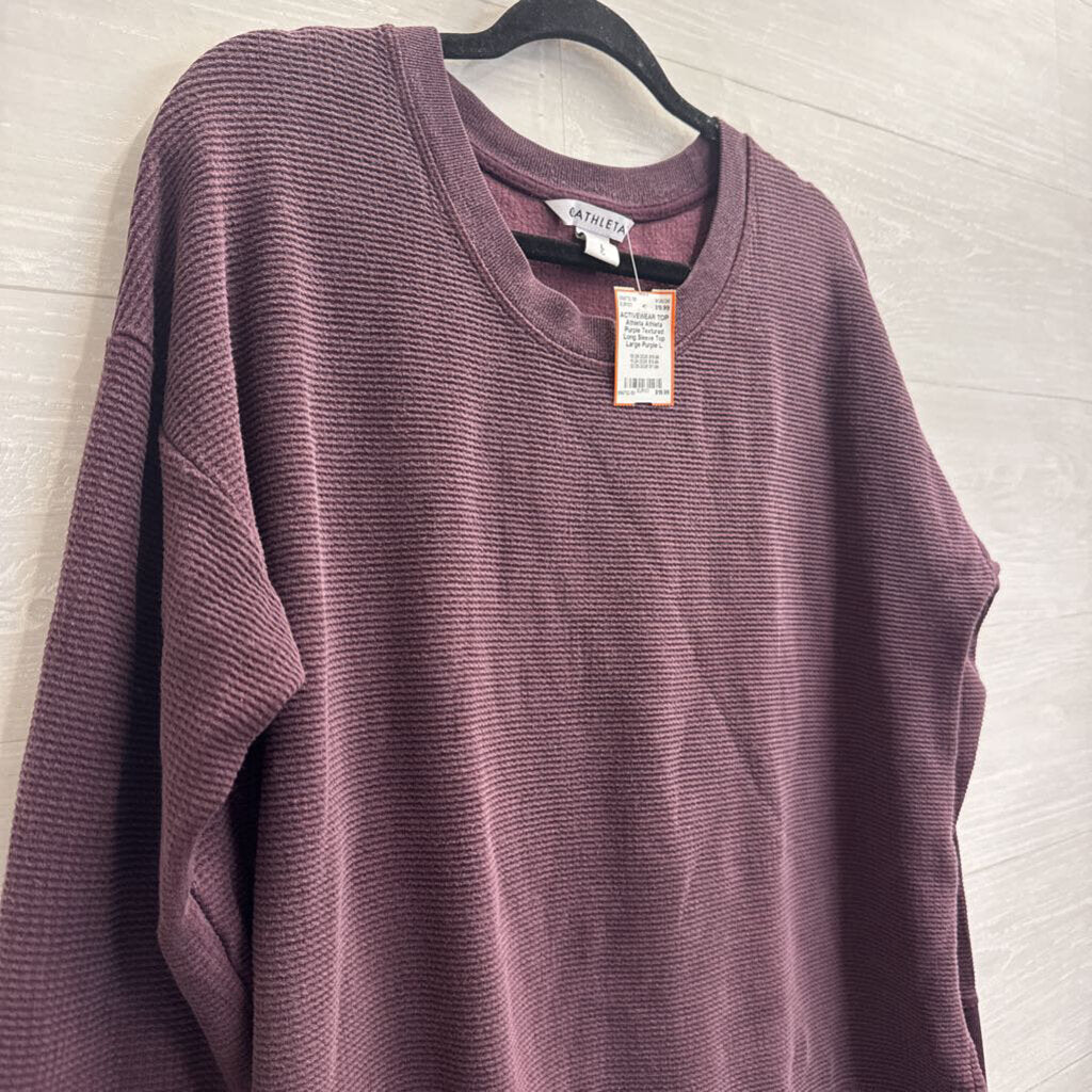 Athleta Purple Textured Long Sleeve Top Large