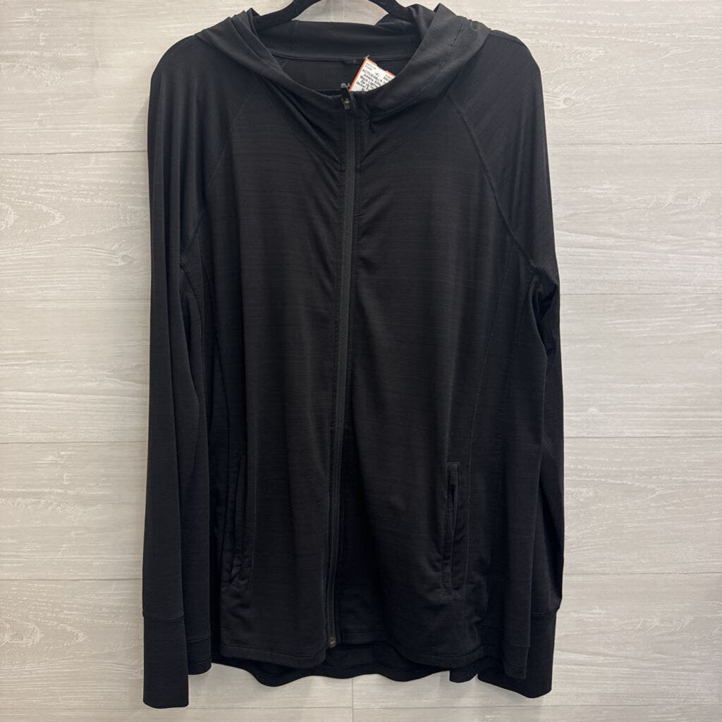 Athleta Black Lightweight Zip Up Hooded Jacket Extra Large