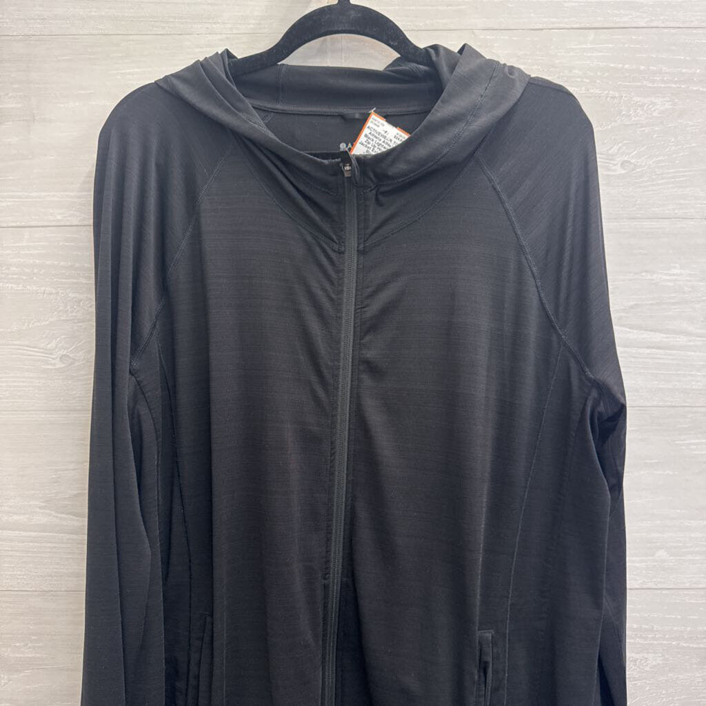 Athleta Black Lightweight Zip Up Hooded Jacket Extra Large