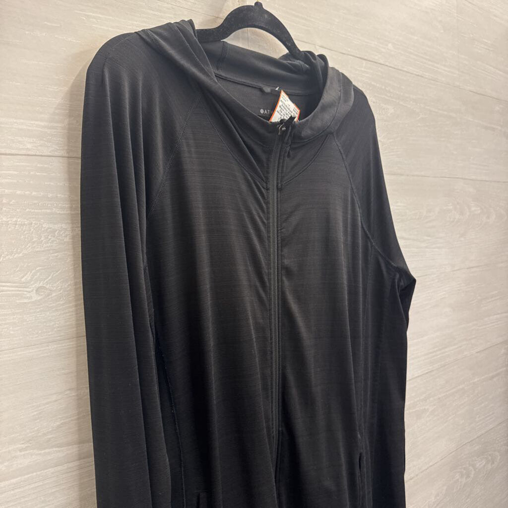 Athleta Black Lightweight Zip Up Hooded Jacket Extra Large