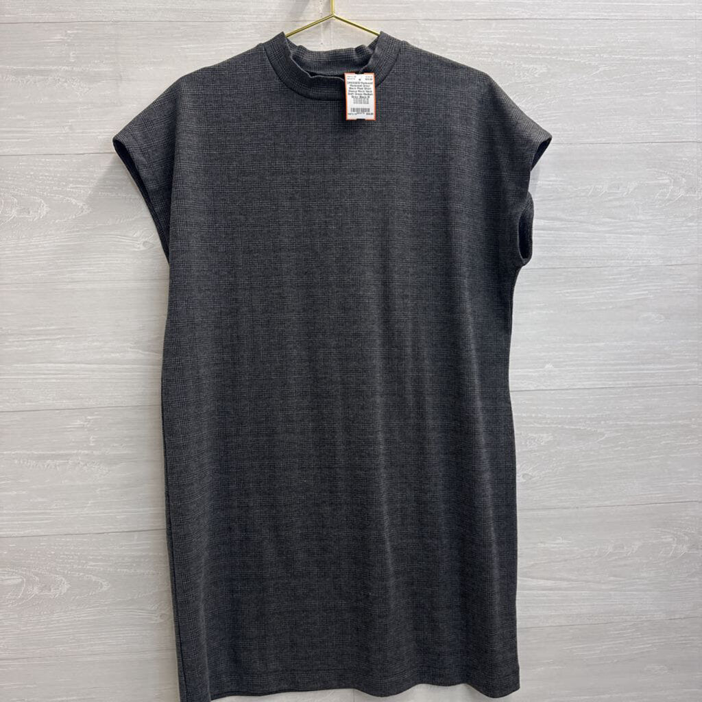 Madewell Grey/ Black Plaid Short Sleeve Mock Neck Shift Dress Medium
