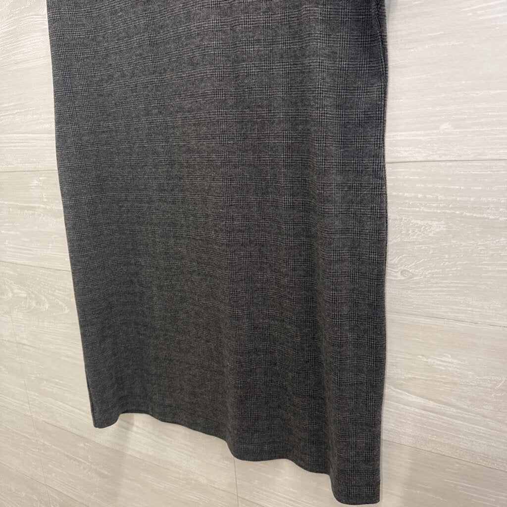 Madewell Grey/ Black Plaid Short Sleeve Mock Neck Shift Dress Medium