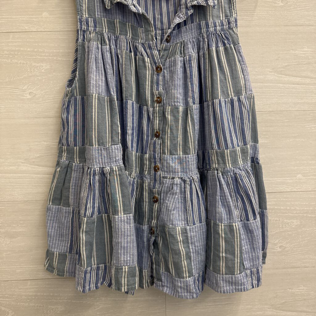 Pilcro Blue/ White Striped Sleeveless Button Down Top Medium