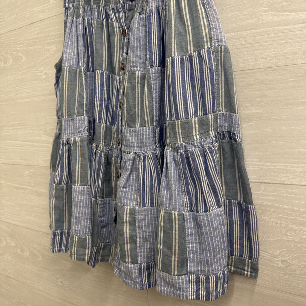 Pilcro Blue/ White Striped Sleeveless Button Down Top Medium