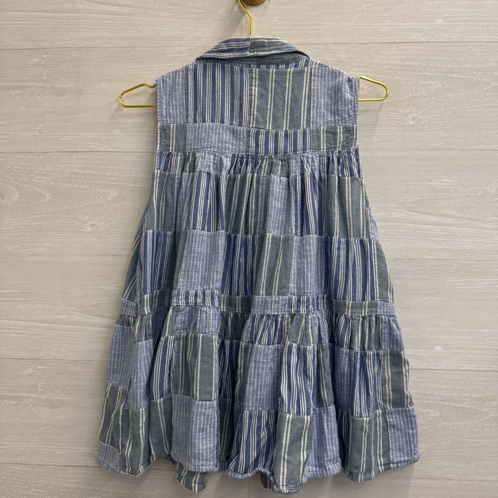 Pilcro Blue/ White Striped Sleeveless Button Down Top Medium