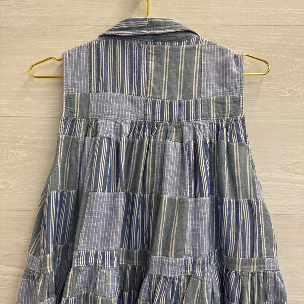 Pilcro Blue/ White Striped Sleeveless Button Down Top Medium