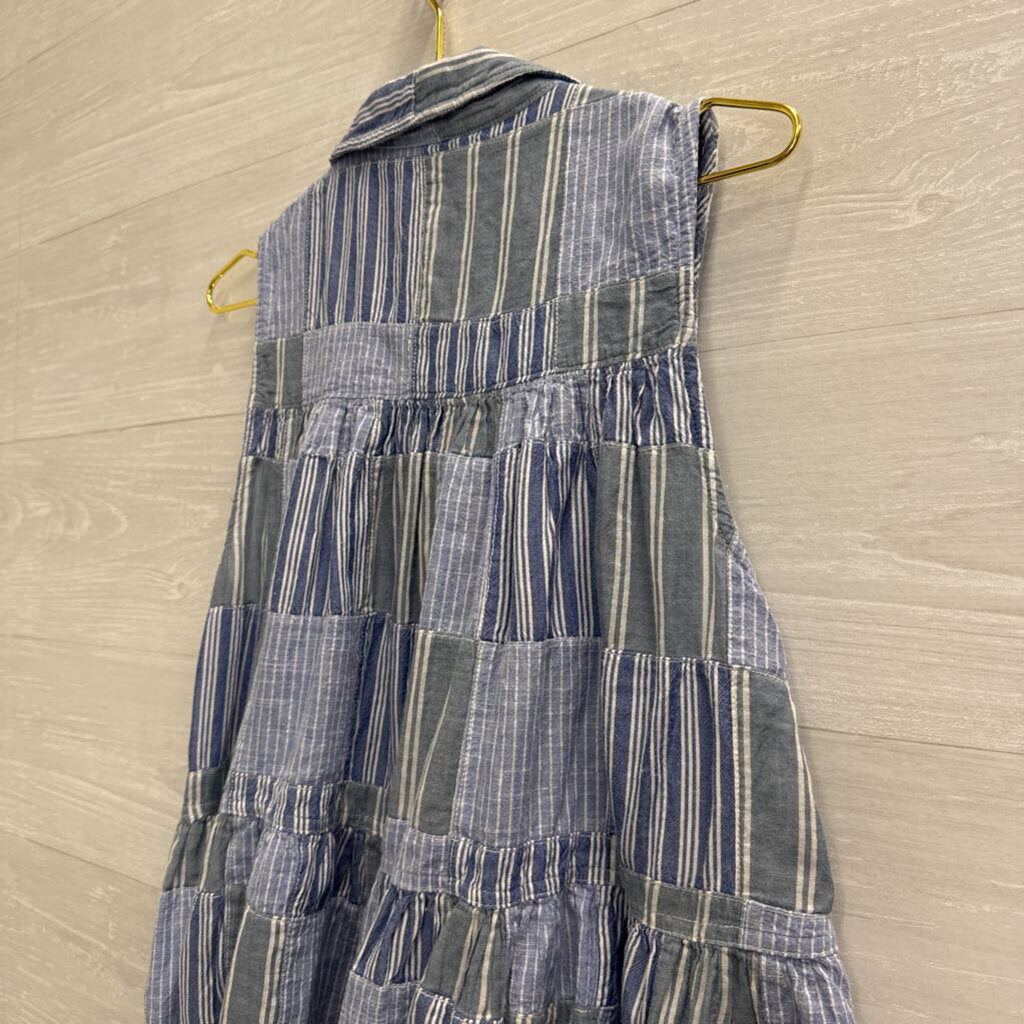 Pilcro Blue/ White Striped Sleeveless Button Down Top Medium