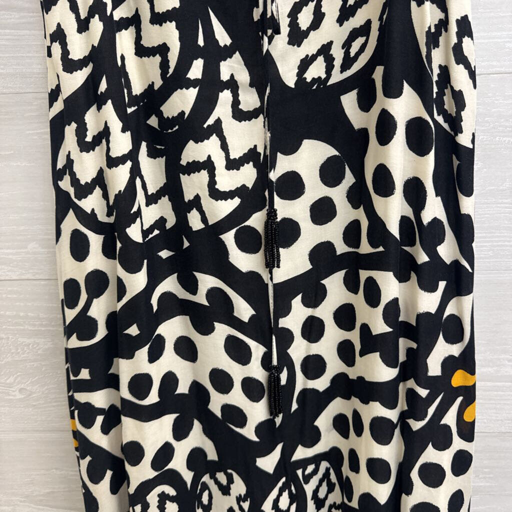 Farm Rio Black/ White Tasselled Floral Maxi Dress Medium