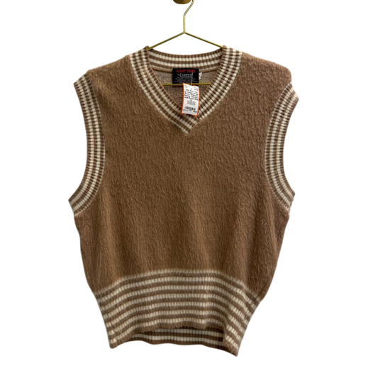 Vintage Brown/ White Knit Sweater Vest Extra Large