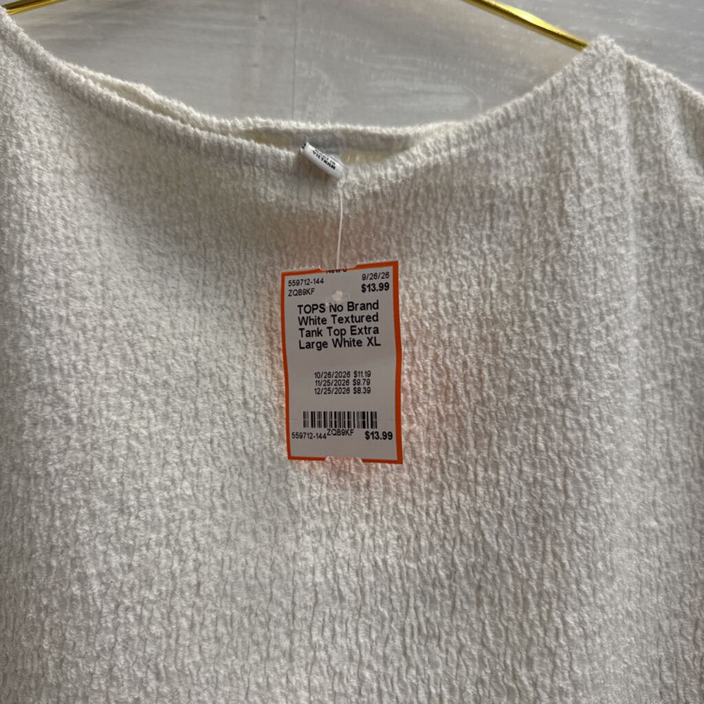 White Textured Tank Top Extra Large