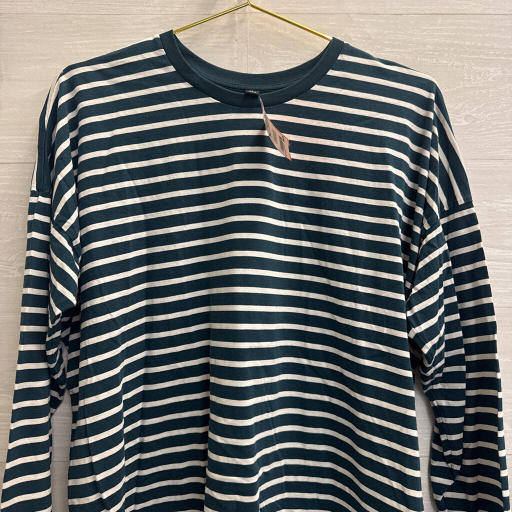 Blue/ White Striped Long Sleeve Top Large