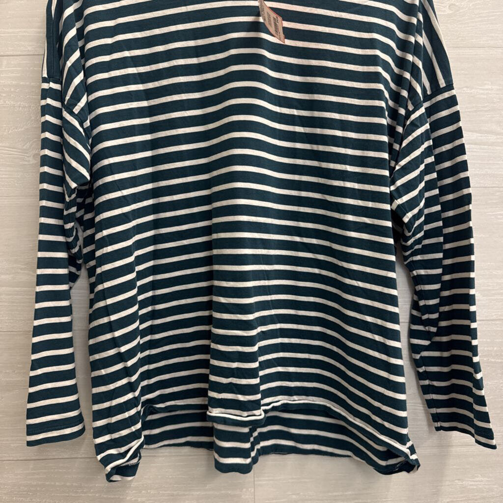 Blue/ White Striped Long Sleeve Top Large