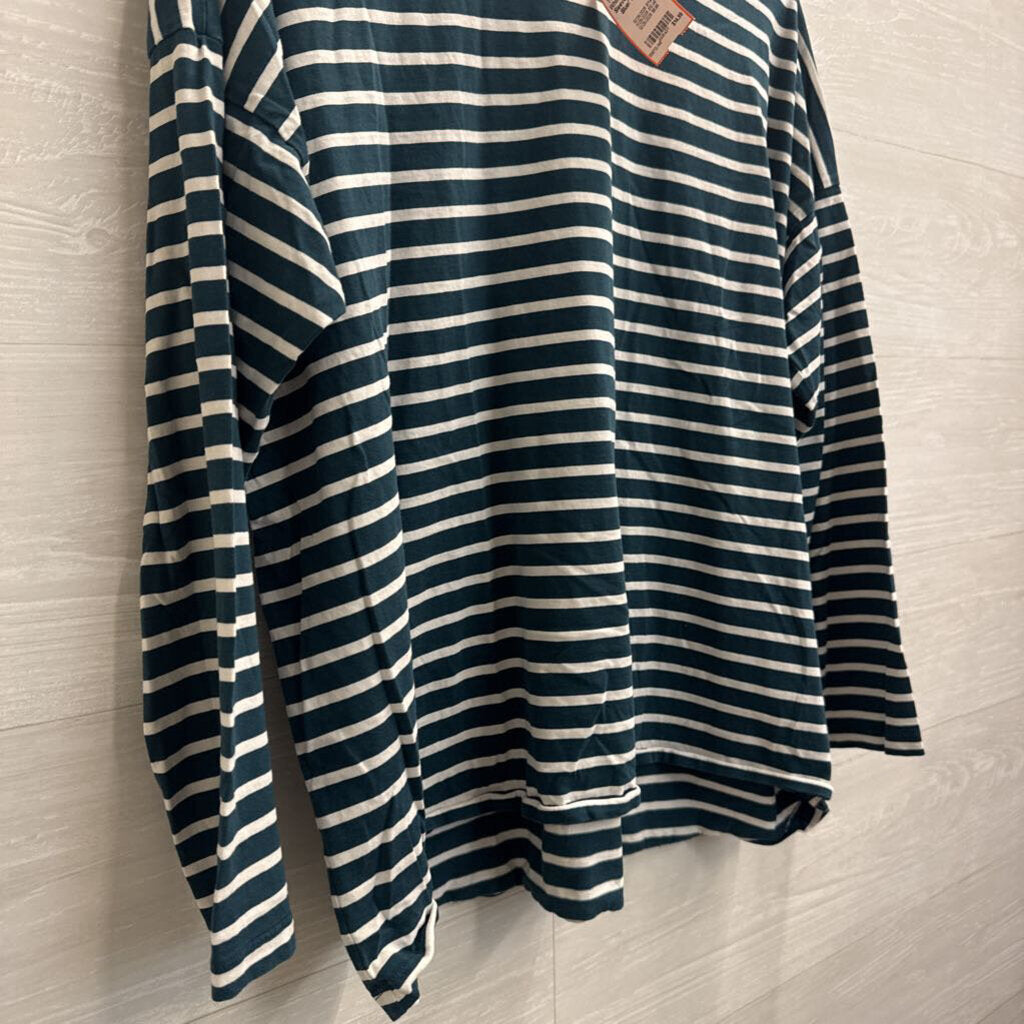Blue/ White Striped Long Sleeve Top Large