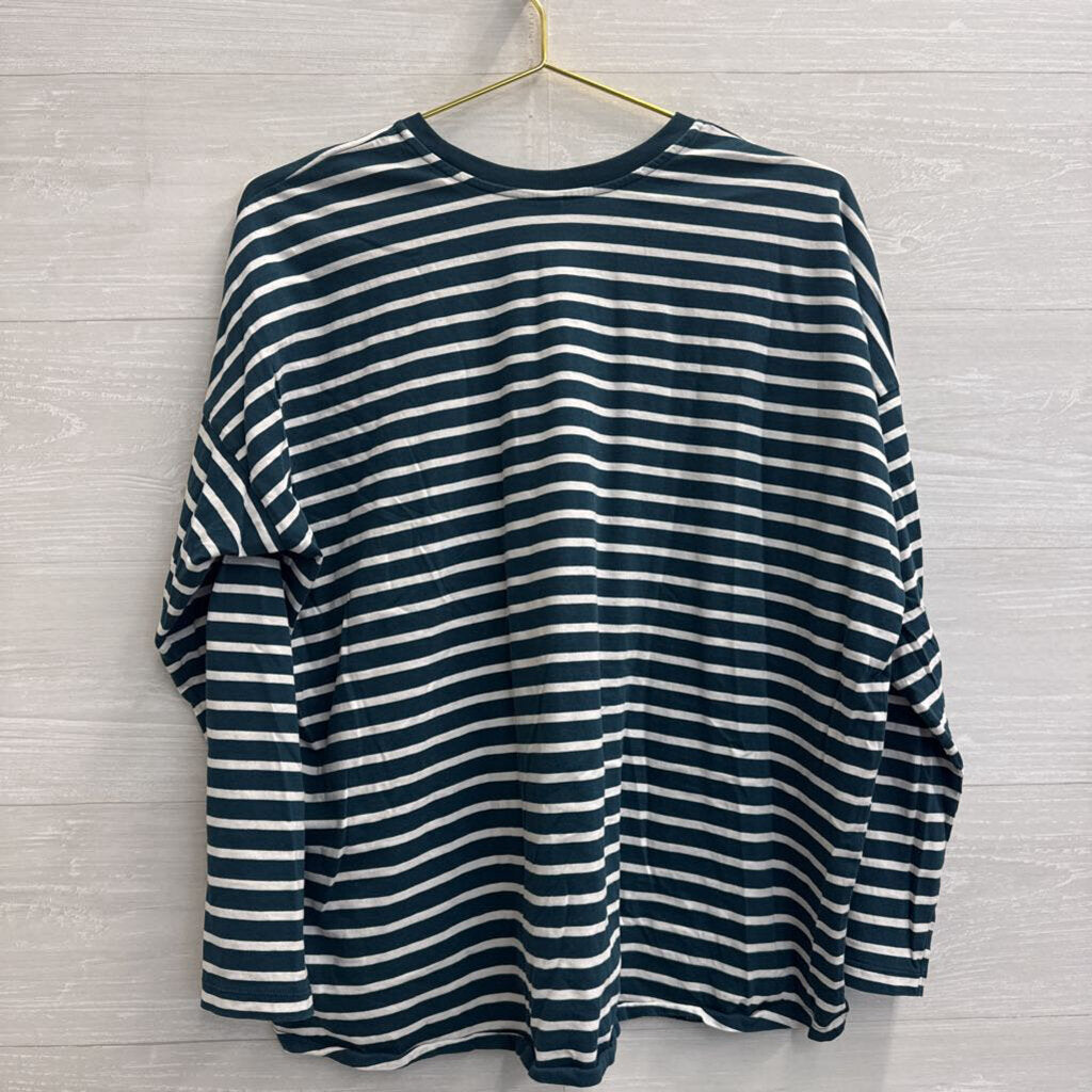 Blue/ White Striped Long Sleeve Top Large