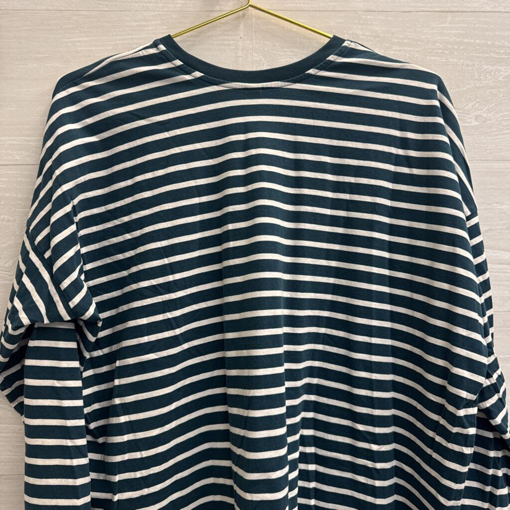 Blue/ White Striped Long Sleeve Top Large