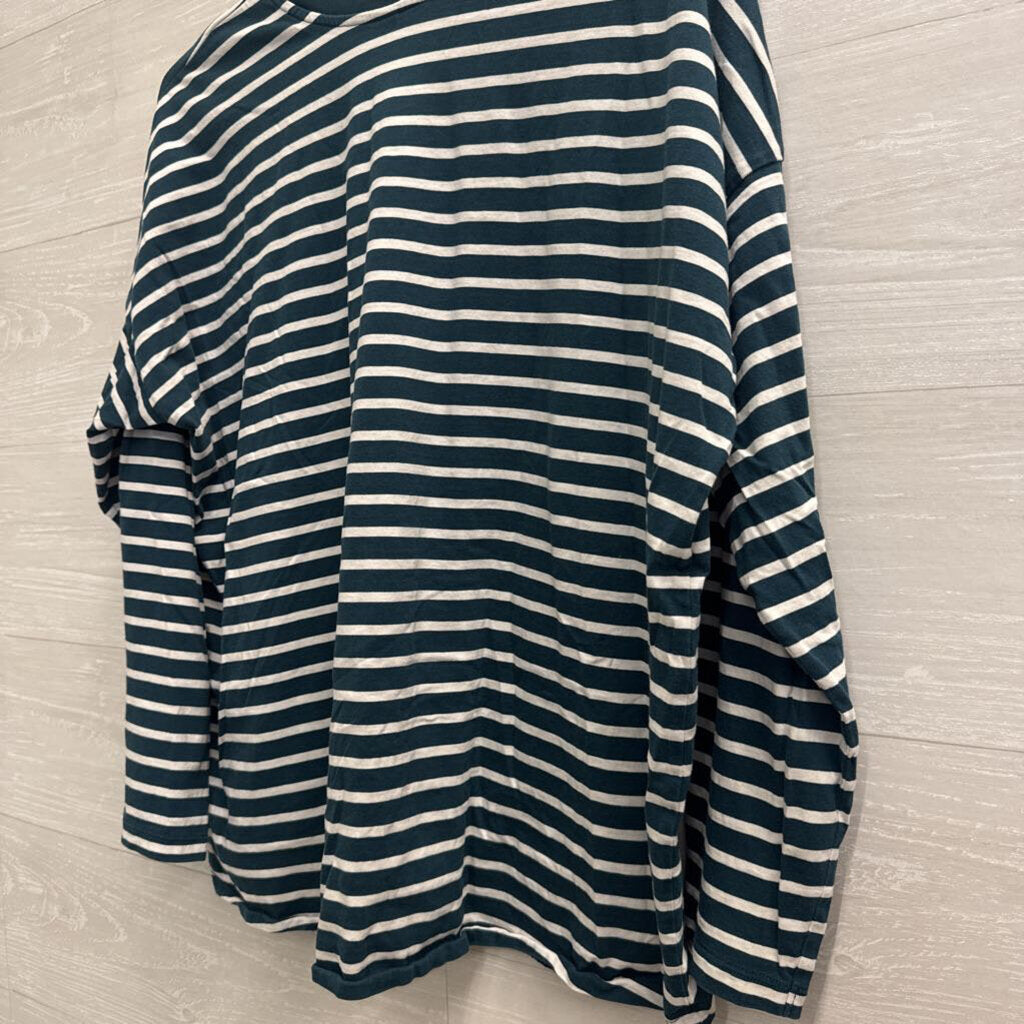Blue/ White Striped Long Sleeve Top Large