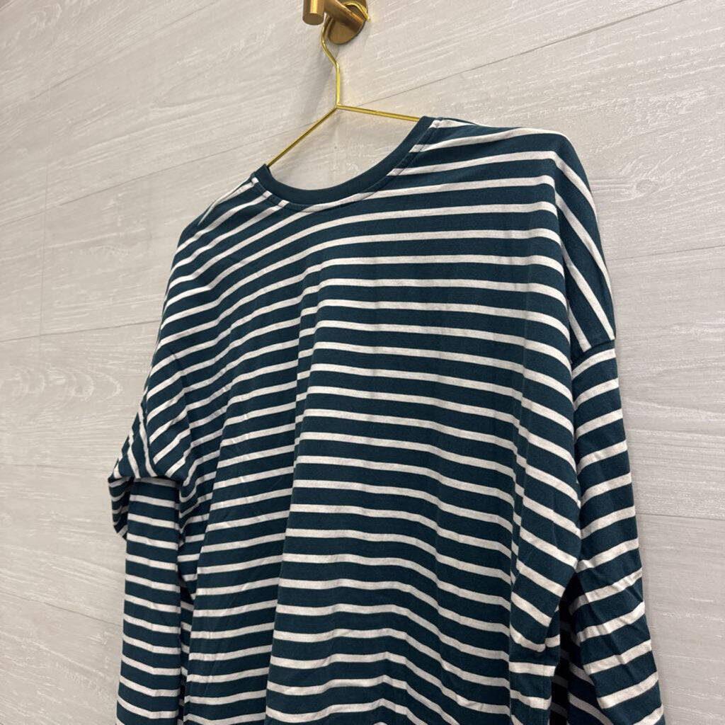 Blue/ White Striped Long Sleeve Top Large