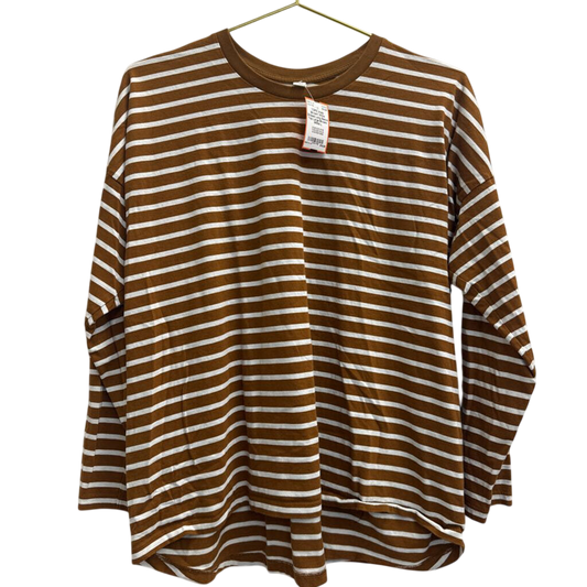 Brown/ White Striped Long Sleeve Top Large
