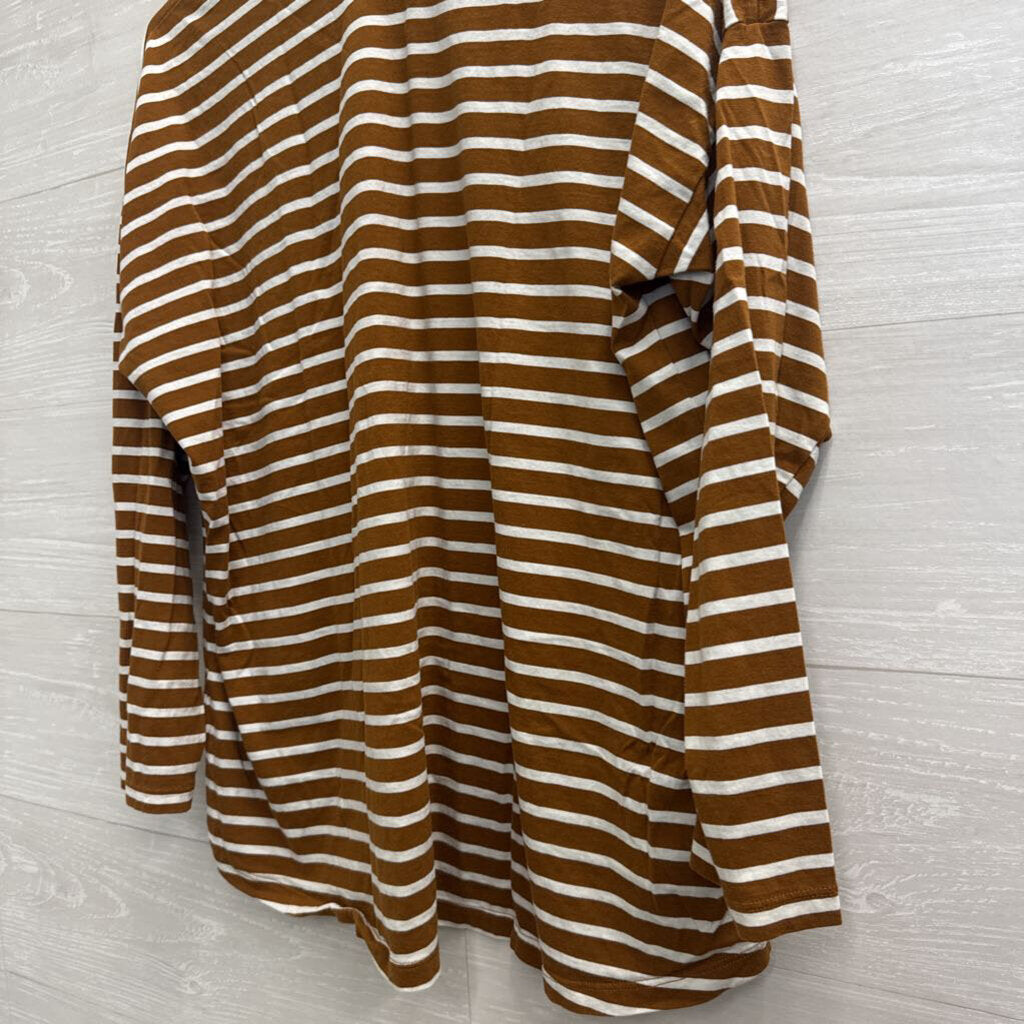 Brown/ White Striped Long Sleeve Top Large