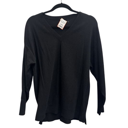 Black Knit V Neck Long Sleeve Top Extra Large